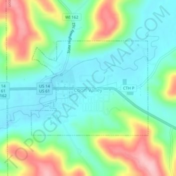 Coon Valley topographic map, elevation, terrain