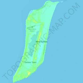 West Caicos topographic map, elevation, terrain