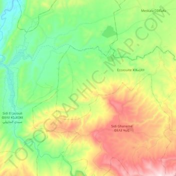 Ezzaouite topographic map, elevation, terrain