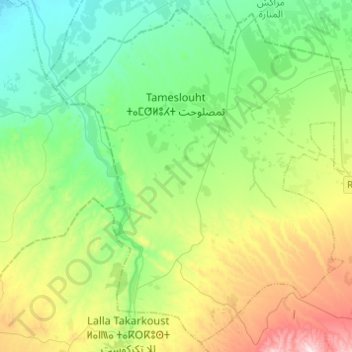 Tameslouht topographic map, elevation, terrain