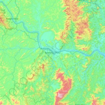 Baixo Guandu topographic map, elevation, terrain