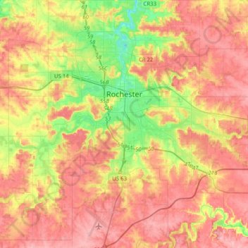 Rochester topographic map, elevation, terrain