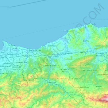 Boumerdès topographic map, elevation, terrain
