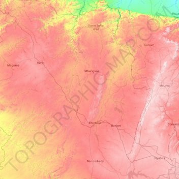 Makonde topographic map, elevation, terrain