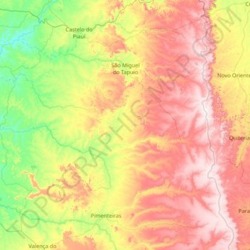 São Miguel do Tapuio topographic map, elevation, terrain