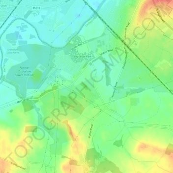 Drakelow topographic map, elevation, terrain