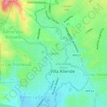 Español topographic map, elevation, terrain