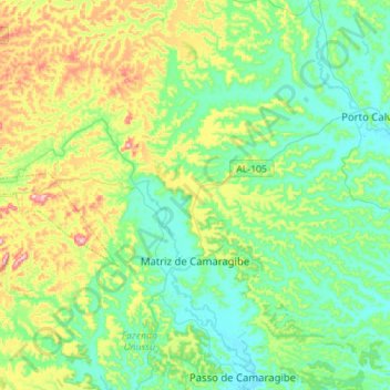 Matriz de Camaragibe topographic map, elevation, terrain