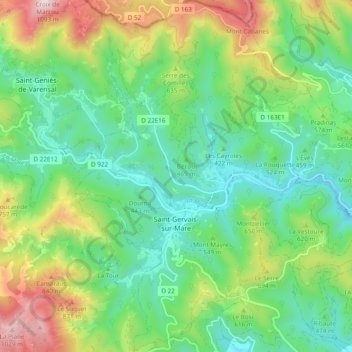 Saint-Gervais-sur-Mare topographic map, elevation, terrain