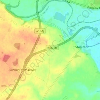 Cleasby topographic map, elevation, terrain