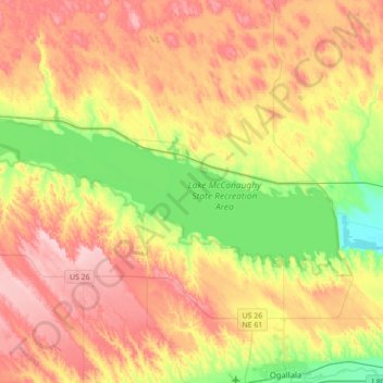 Lake McConaughy topographic map, elevation, terrain