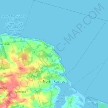 North Rustico topographic map, elevation, terrain