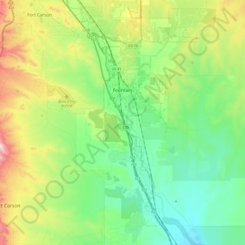 Fountain topographic map, elevation, terrain