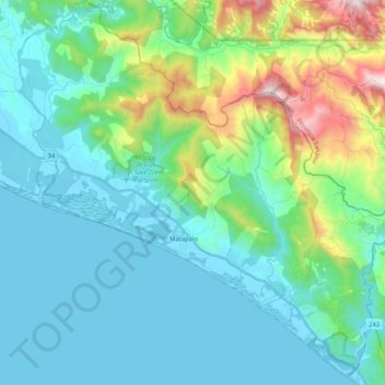 Savegre topographic map, elevation, terrain