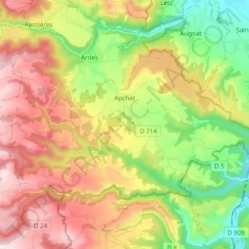 Apchat topographic map, elevation, terrain