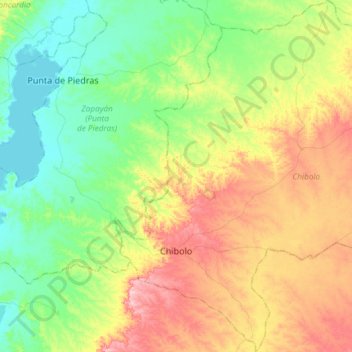 Chibolo topographic map, elevation, terrain