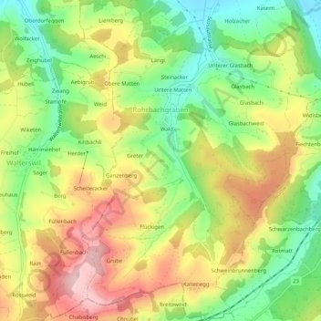 Rohrbachgraben topographic map, elevation, terrain