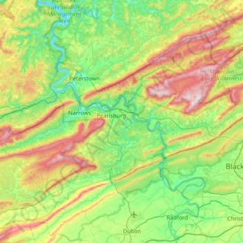 Giles County topographic map, elevation, terrain