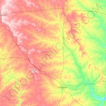 Lampasas County topographic map, elevation, terrain