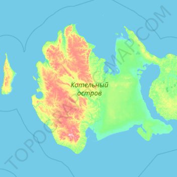 Kotel'ny Island topographic map, elevation, terrain