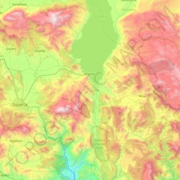 Eğirdir topographic map, elevation, terrain