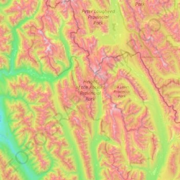 Height of the Rockies Provincial Park topographic map, elevation, terrain