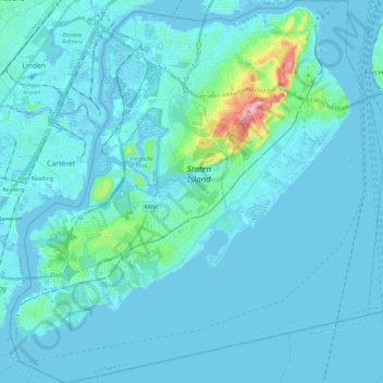 Staten Island topographic map, elevation, terrain