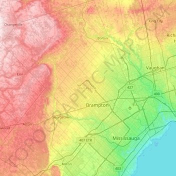 Peel Region topographic map, elevation, terrain