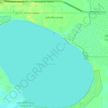 Lake Waccamaw topographic map, elevation, terrain