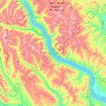 Lake Chelan topographic map, elevation, terrain