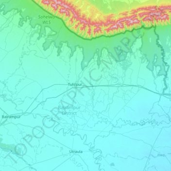 Tulsipur topographic map, elevation, terrain