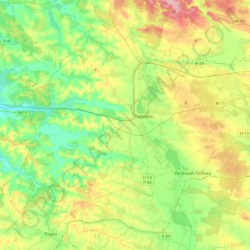 Horodok Urban Hromada topographic map, elevation, terrain