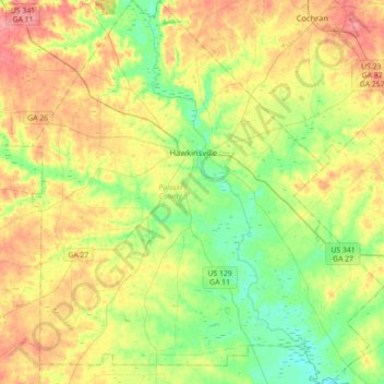Pulaski County topographic map, elevation, terrain