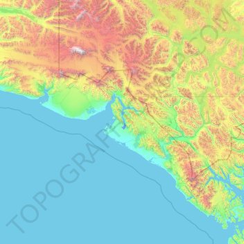 Yakutat topographic map, elevation, terrain