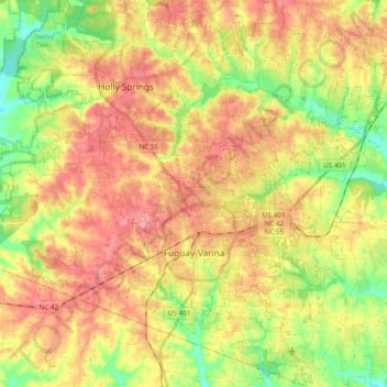 Fuquay-Varina topographic map, elevation, terrain