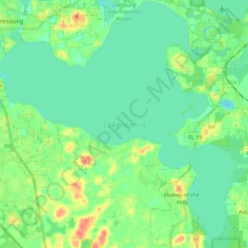Lake Harris topographic map, elevation, terrain