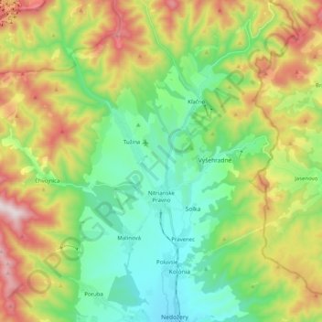 Nitrianske Pravno topographic map, elevation, terrain