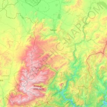 Yahyalı topographic map, elevation, terrain
