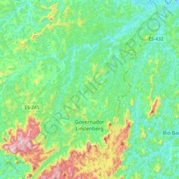 Governador Lindenberg topographic map, elevation, terrain