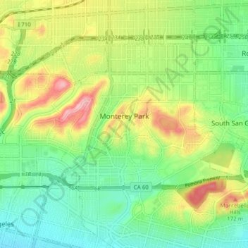 Monterey Park topographic map, elevation, terrain