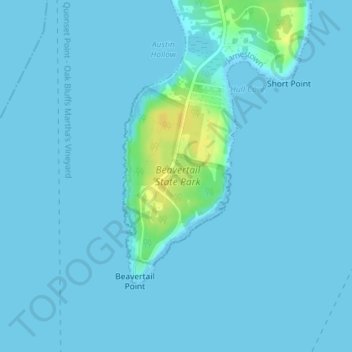 Beavertail State Park topographic map, elevation, terrain