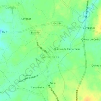 Camarneira topographic map, elevation, terrain