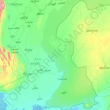 Thar Desert topographic map, elevation, terrain