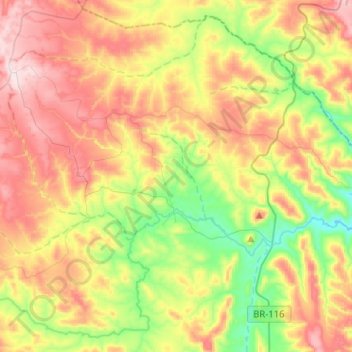 Irajuba topographic map, elevation, terrain