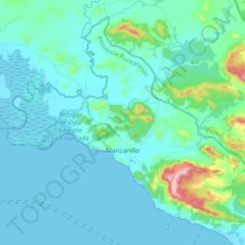 Manzanillo topographic map, elevation, terrain
