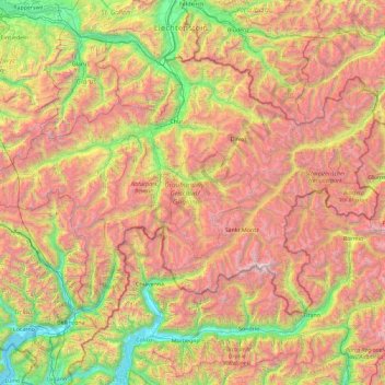Grisons topographic map, elevation, terrain