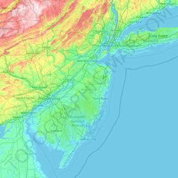 New Jersey topographic map, elevation, terrain