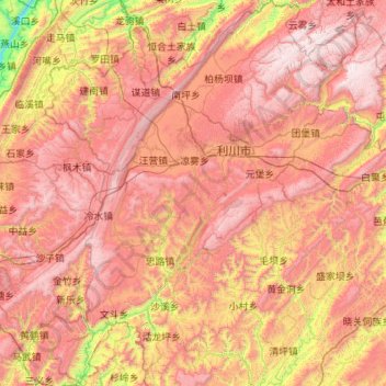 Lichuan City topographic map, elevation, terrain