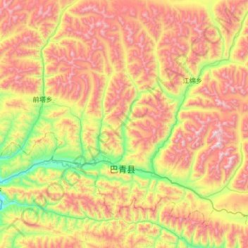 拉西镇 topographic map, elevation, terrain