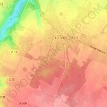 La Ferté-Frênel topographic map, elevation, terrain